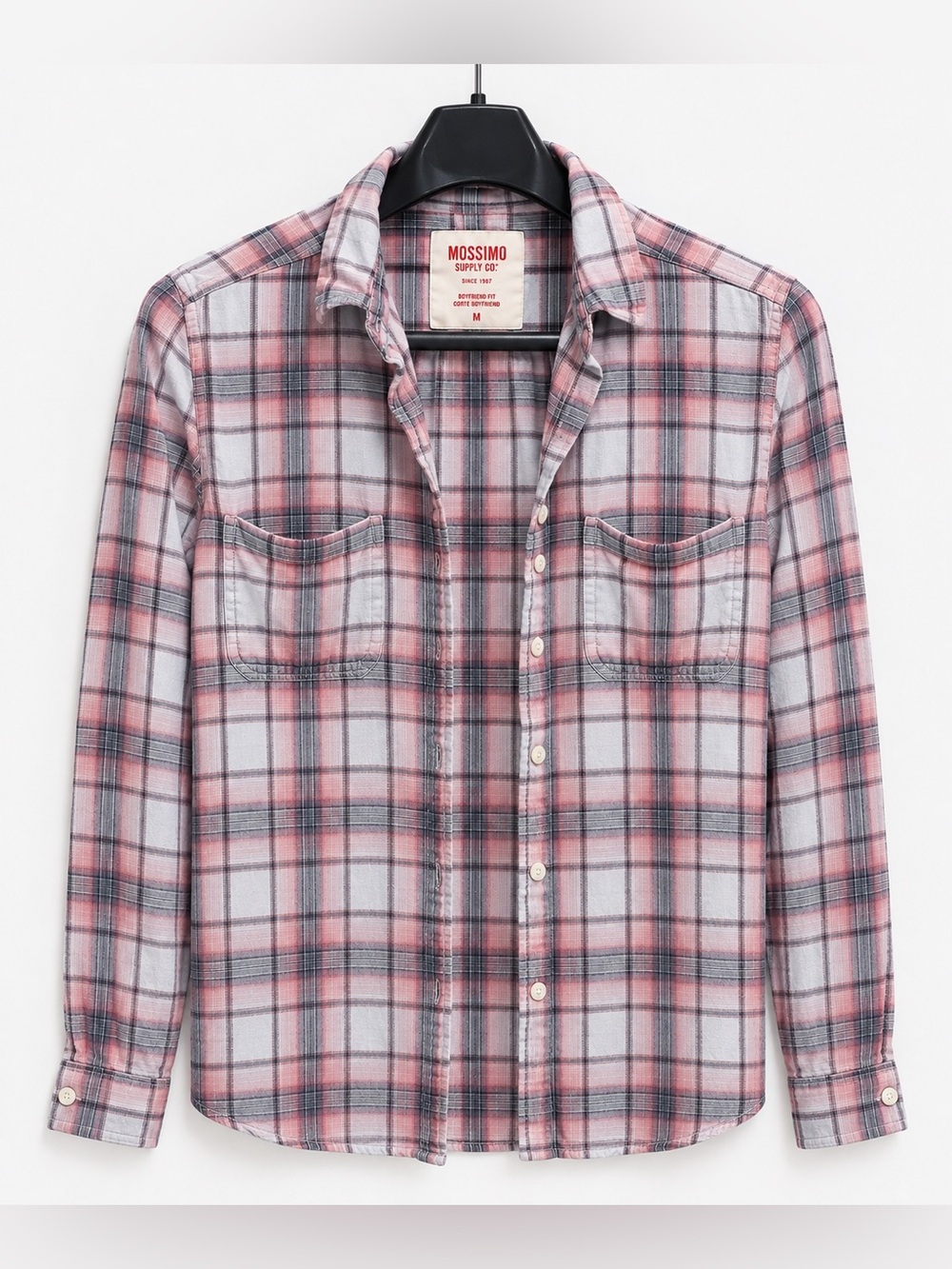 Mossimo Supply Co. Pink and Gray Plaid Button-Down Shirt